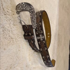 Ariat Kids Belt with Floral Silver Buckle